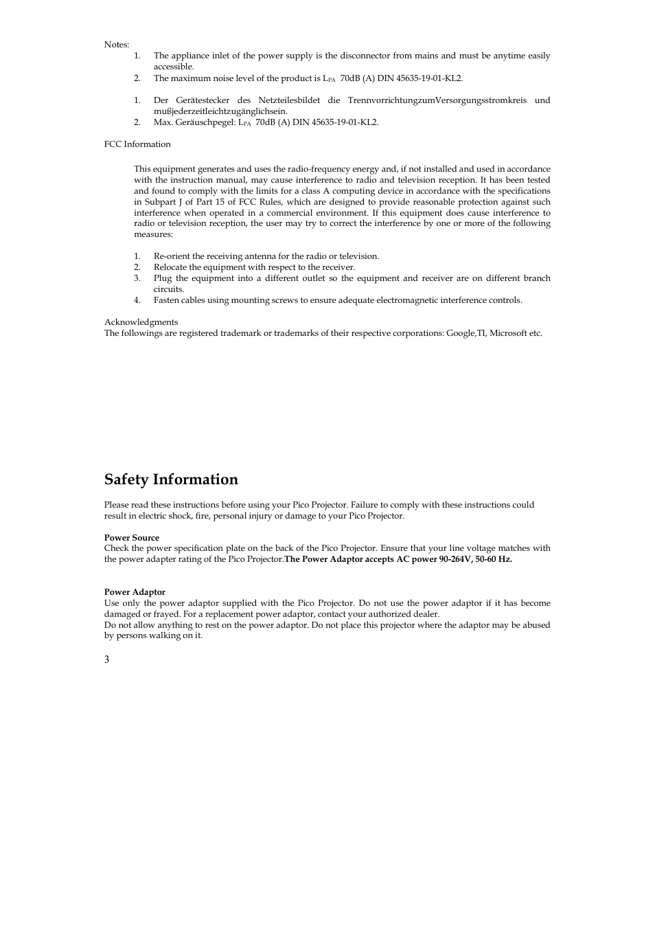 Safety information | MEGAPOWER ML51 User Manual | Page 3 / 15