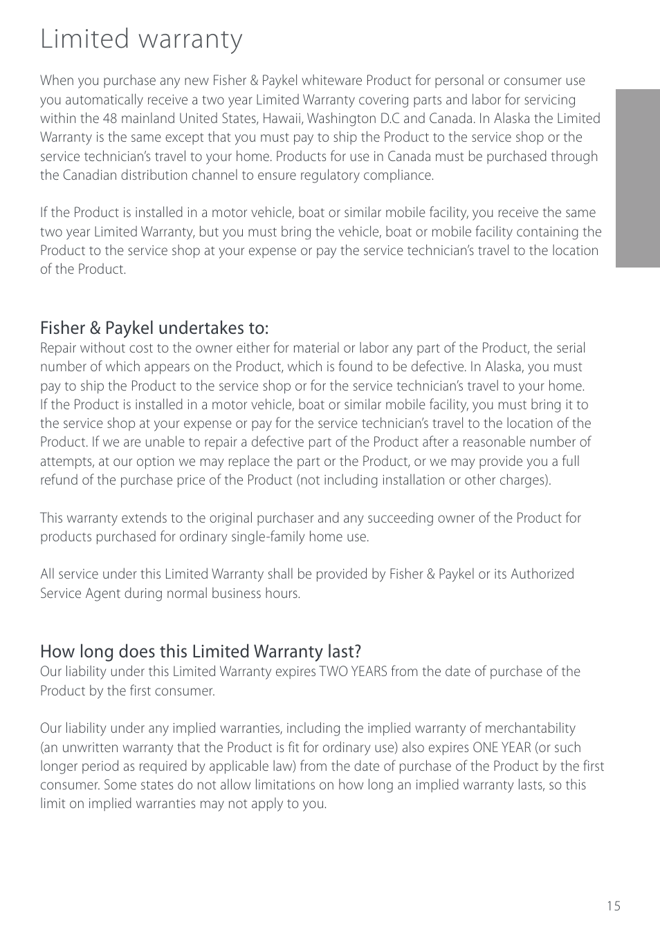 Limited warranty | Cuisine-Cookware GC912 User Manual | Page 17 / 52