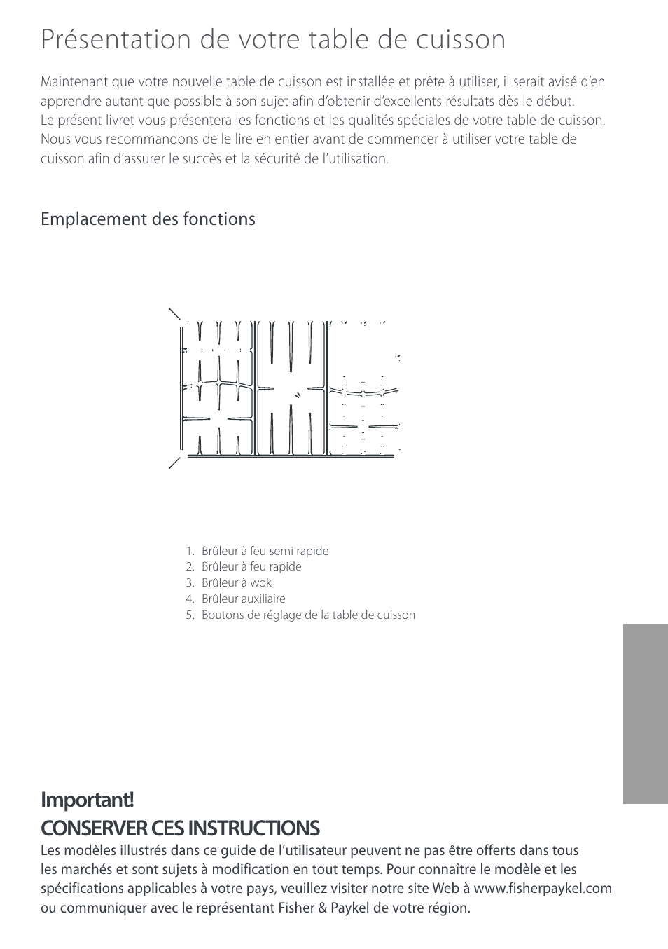 Présentation de votre table de cuisson, Important! conserver ces instructions | Cuisine-Cookware GC912 User Manual | Page 37 / 52
