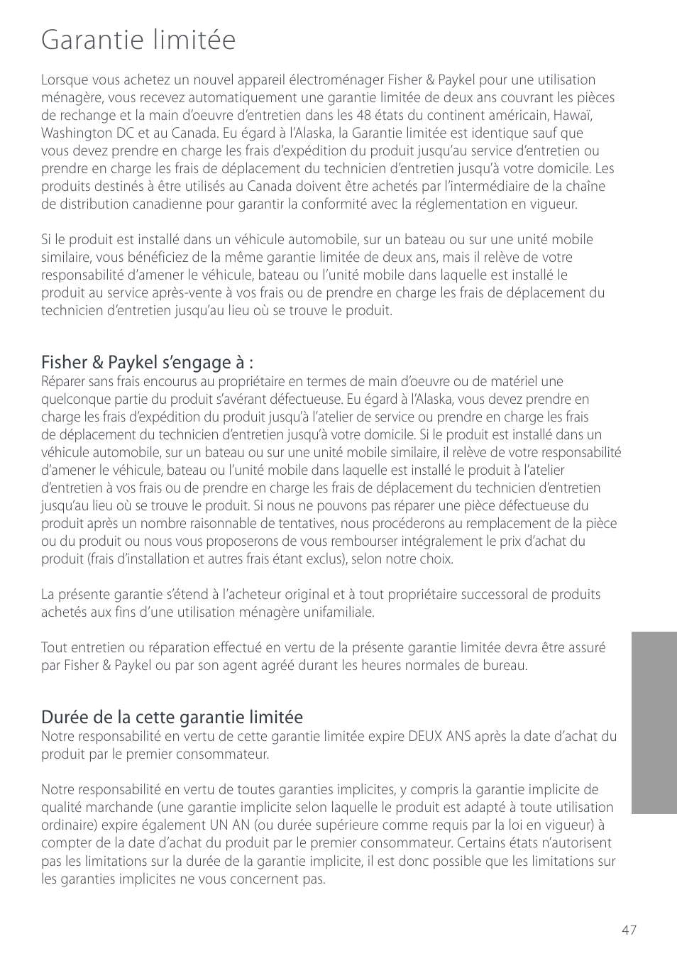 Garantie limitée | Cuisine-Cookware GC912 User Manual | Page 49 / 52