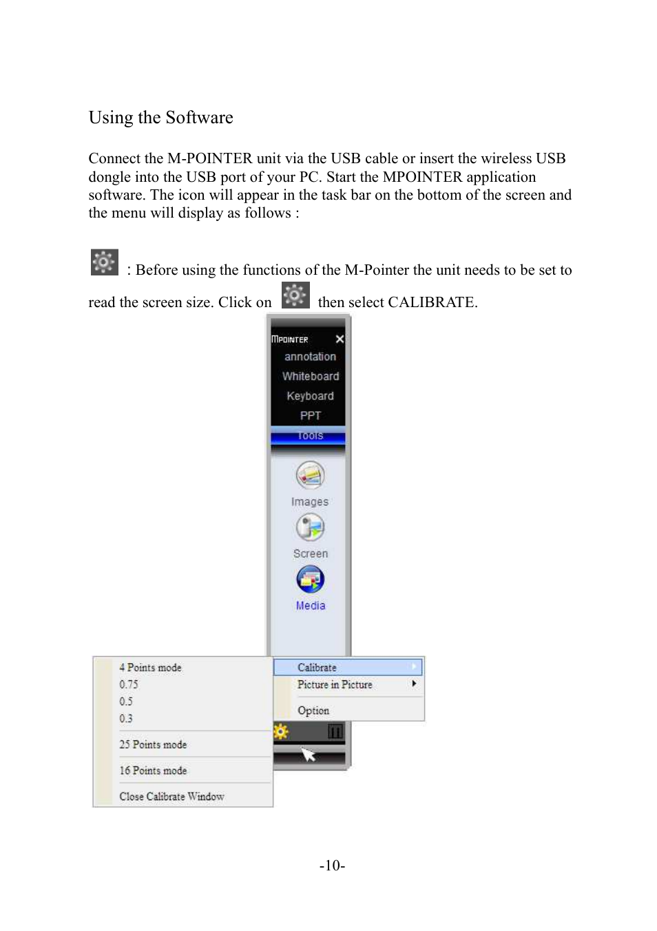 Using the software | MEGAPOWER ML11 User Manual | Page 10 / 32