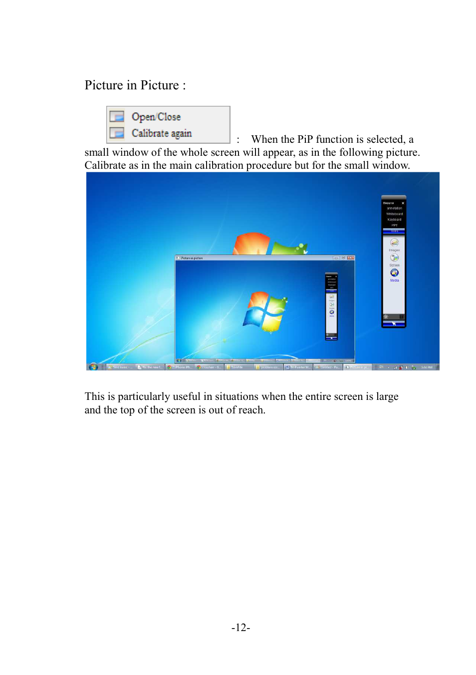 Picture in picture | MEGAPOWER ML11 User Manual | Page 12 / 32