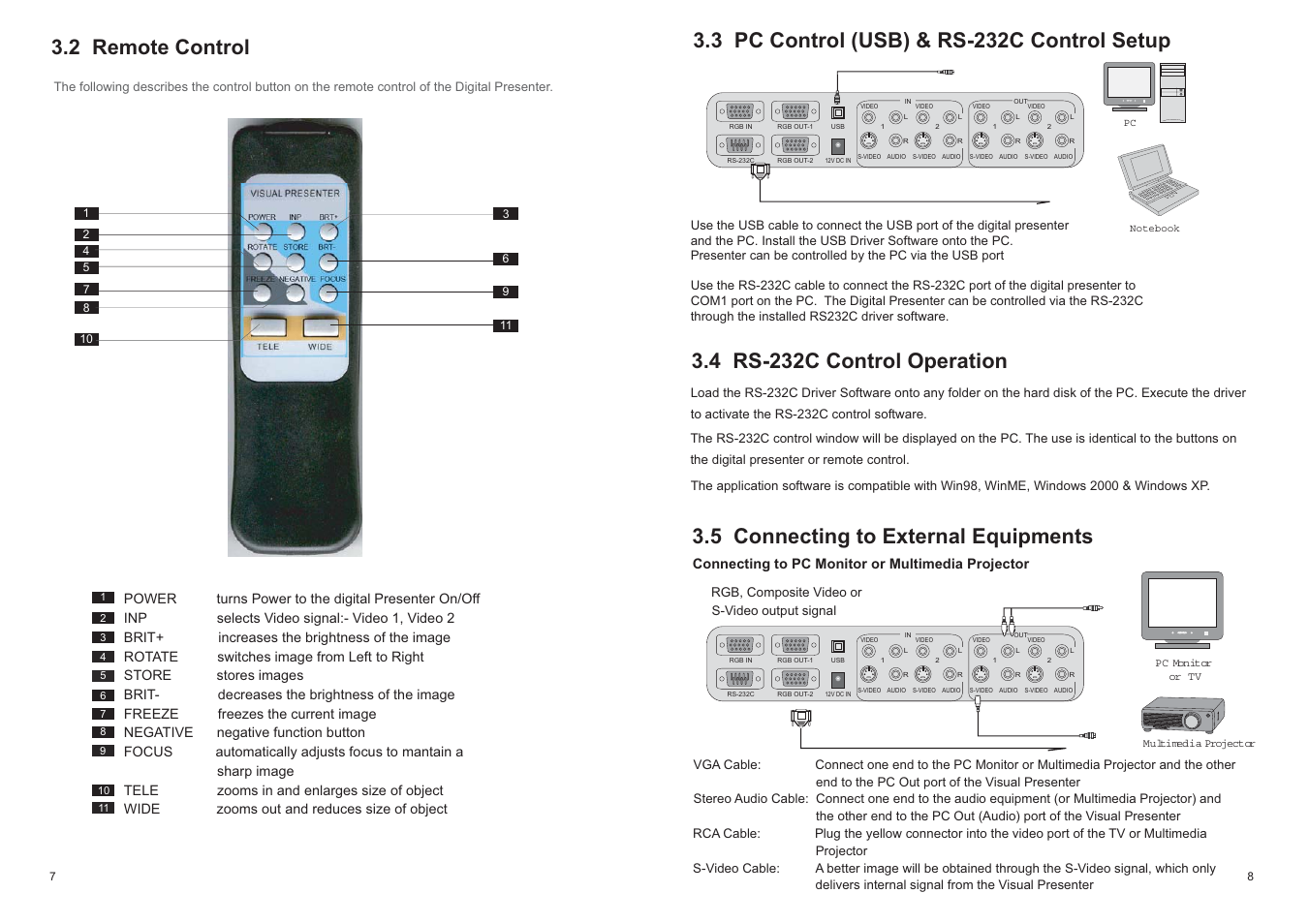 2 remote control, 5 connecting to external equipments | MEGAPOWER MVP-732 User Manual | Page 5 / 9