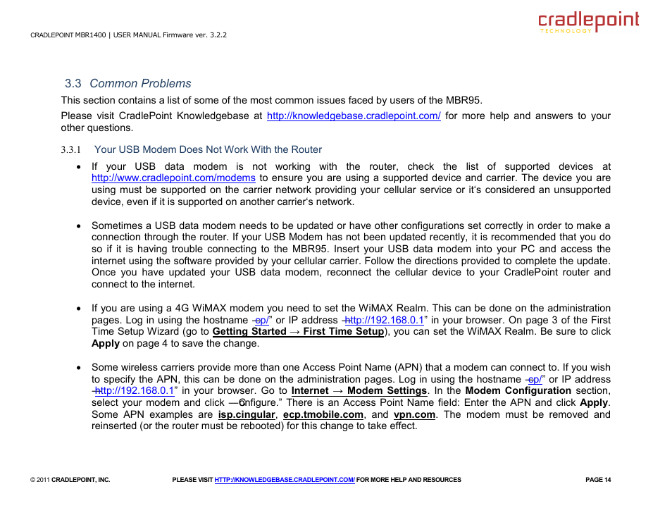 Cradlepoint MBR95 User Manual | Page 16 / 122