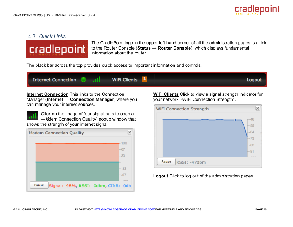 3 quick links | Cradlepoint MBR95 User Manual | Page 28 / 122