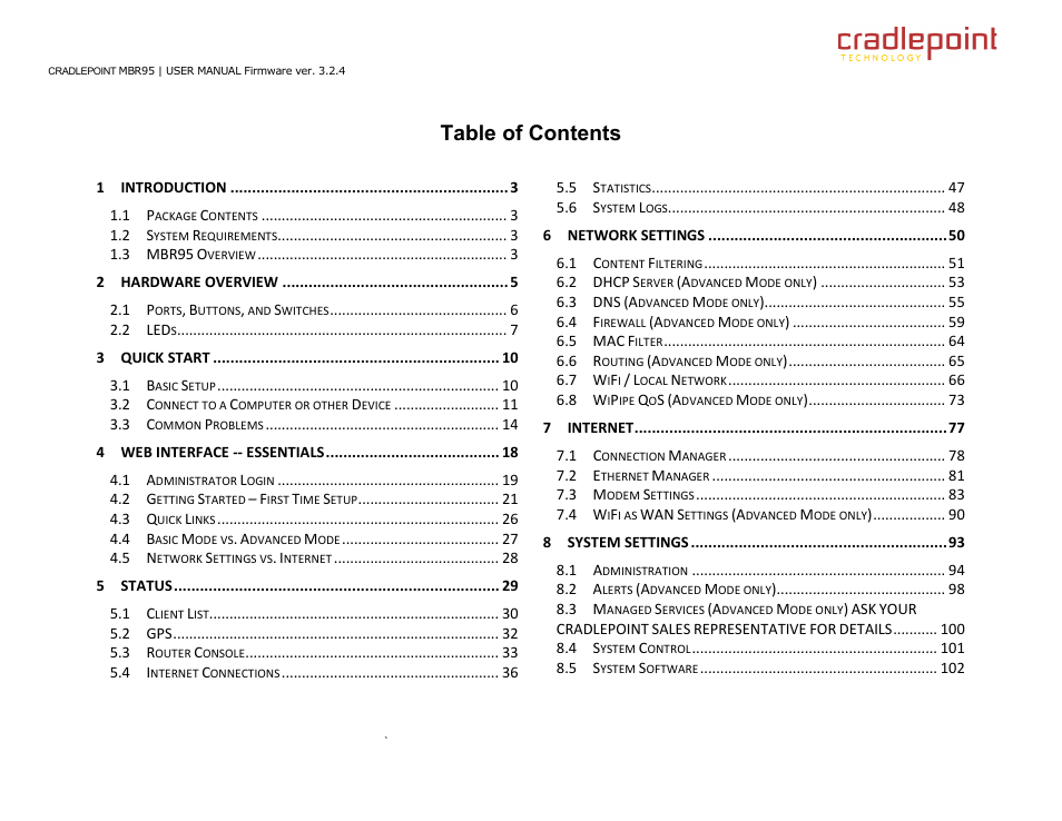 Cradlepoint MBR95 User Manual | Page 3 / 122