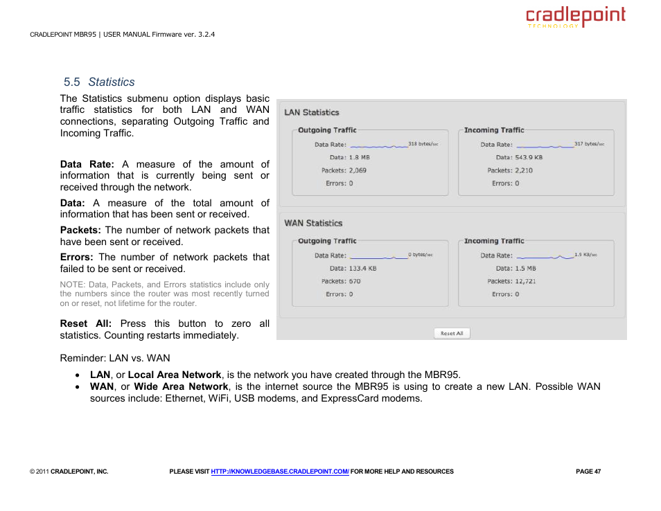 5 statistics | Cradlepoint MBR95 User Manual | Page 49 / 122