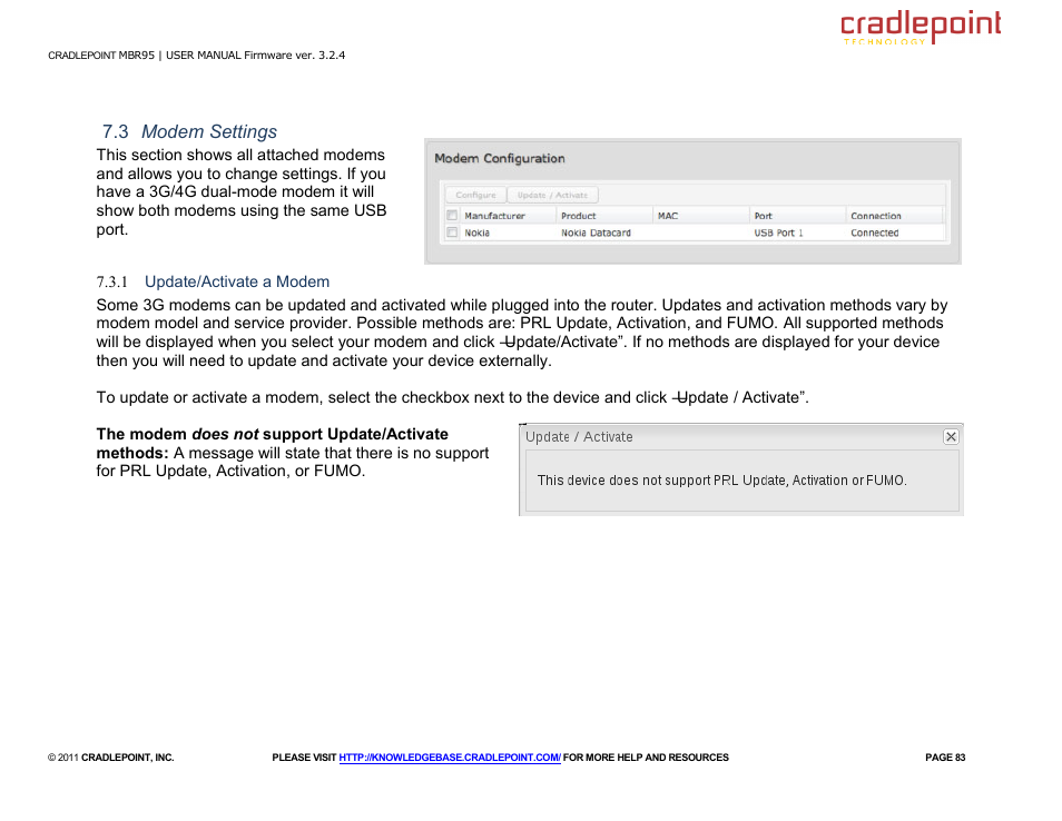 3 modem settings | Cradlepoint MBR95 User Manual | Page 85 / 122