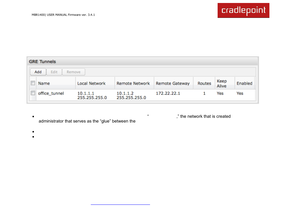 3 gre tunnels | Cradlepoint MBR1400LE User Manual | Page 118 / 175