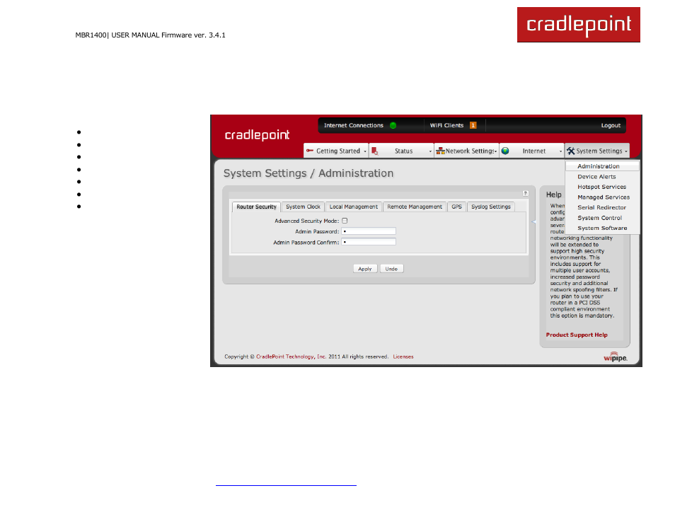 8 system settings | Cradlepoint MBR1400LE User Manual | Page 136 / 175