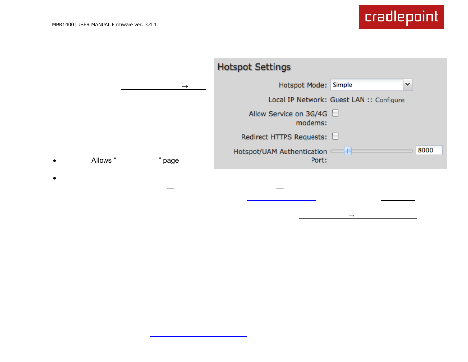 3 hotspot services | Cradlepoint MBR1400LE User Manual | Page 147 / 175