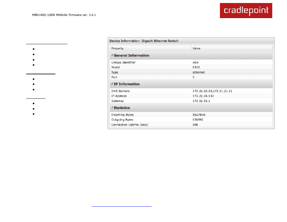 Ethernet | Cradlepoint MBR1400LE User Manual | Page 46 / 175