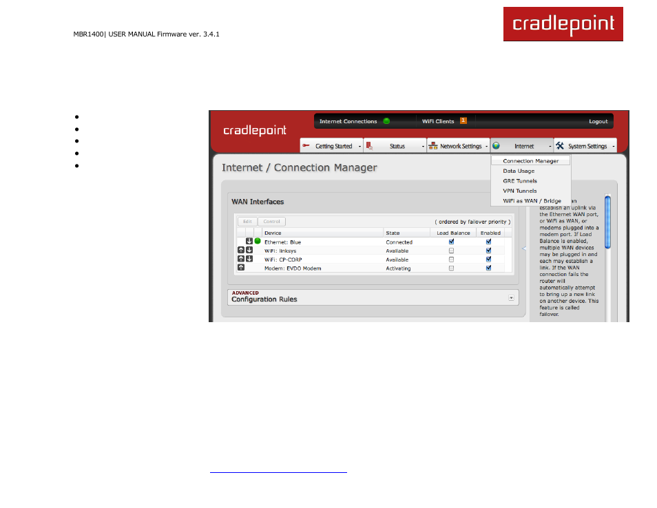 7 internet | Cradlepoint MBR1400LE User Manual | Page 96 / 175