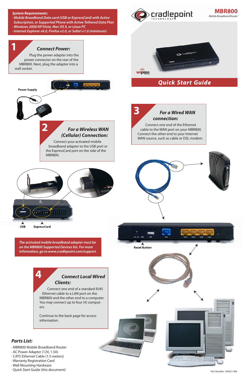 Cradlepoint MBR800 User Manual | 2 pages