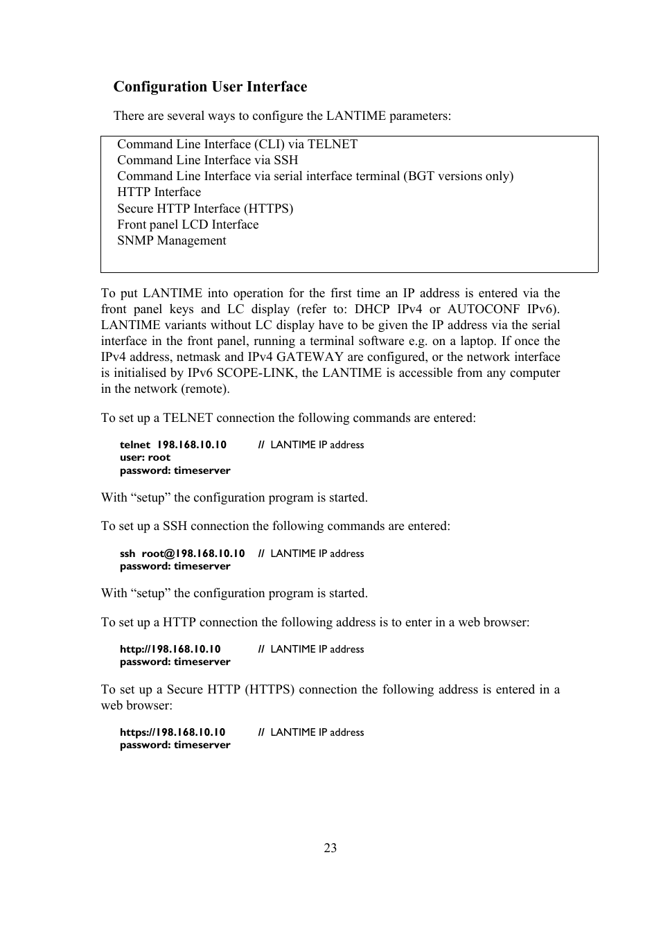 Configuration user interface | Meinberg TCR LANTIME User Manual | Page 23 / 132