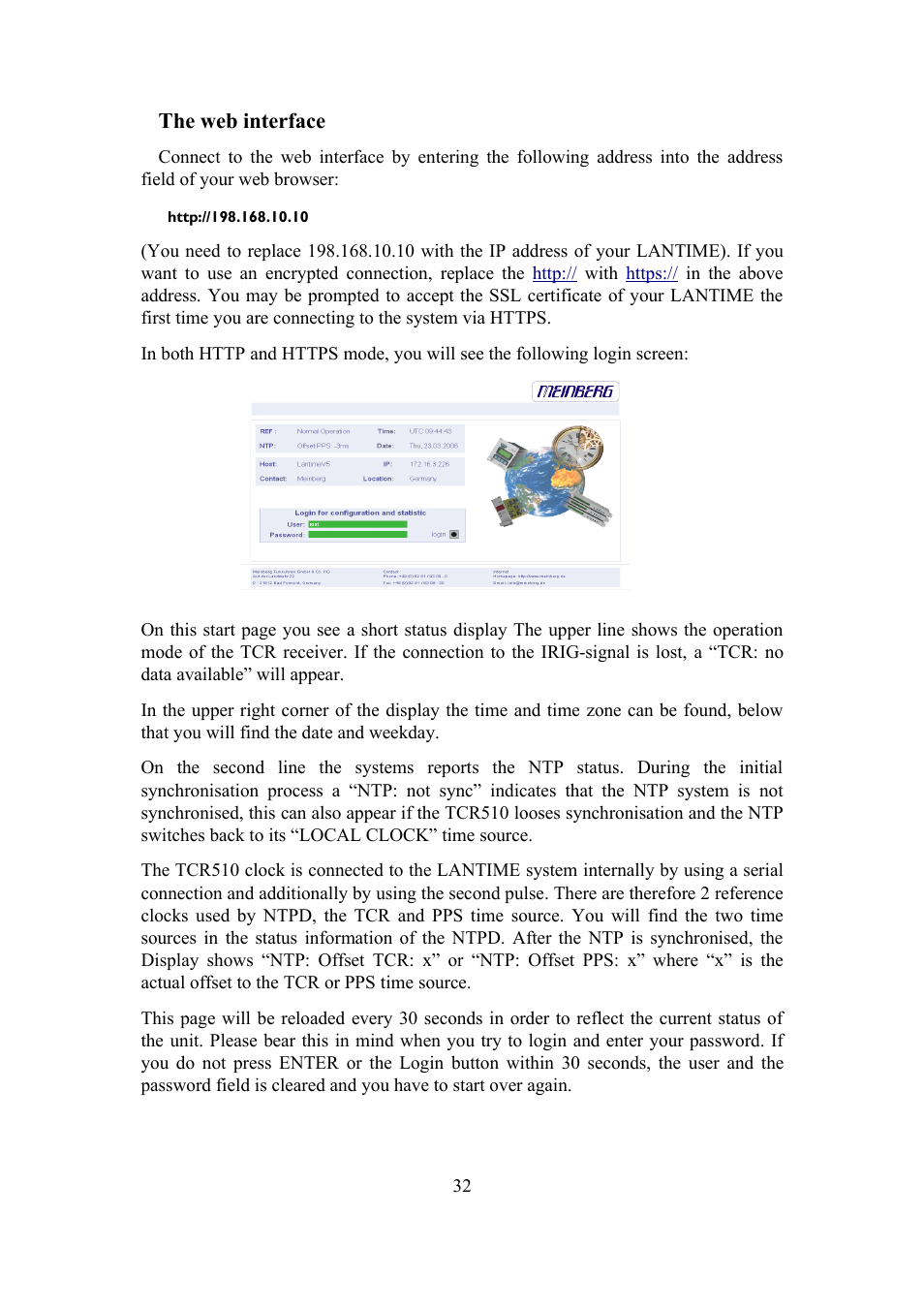 Meinberg TCR LANTIME User Manual | Page 32 / 132
