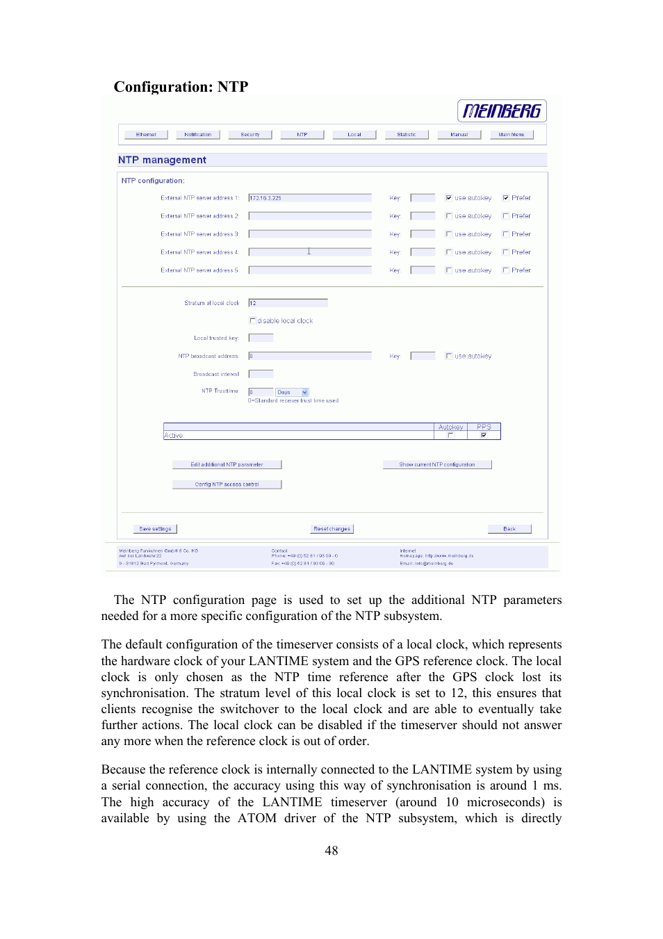 Meinberg TCR LANTIME User Manual | Page 48 / 132