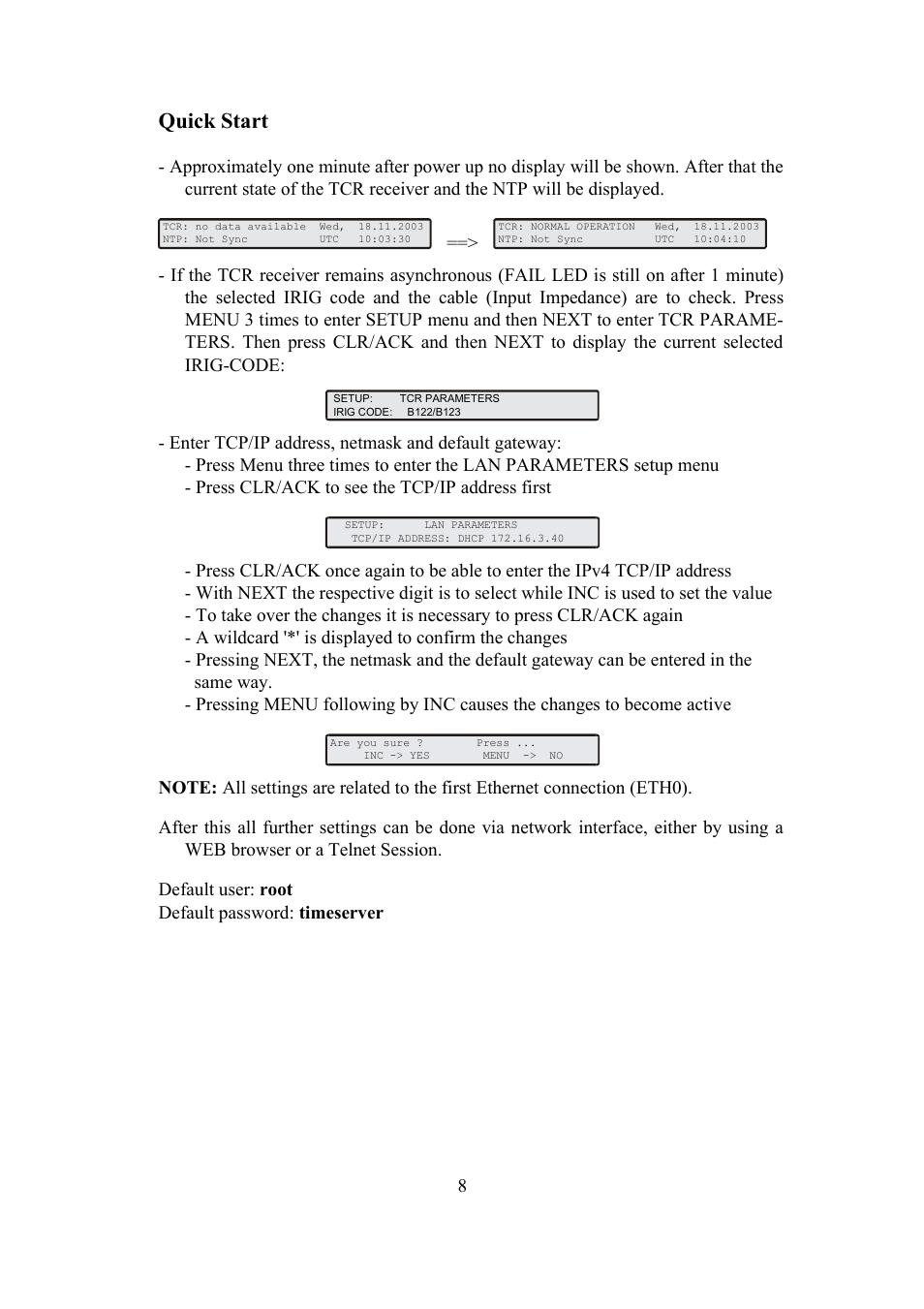 Quick start | Meinberg TCR LANTIME User Manual | Page 8 / 132