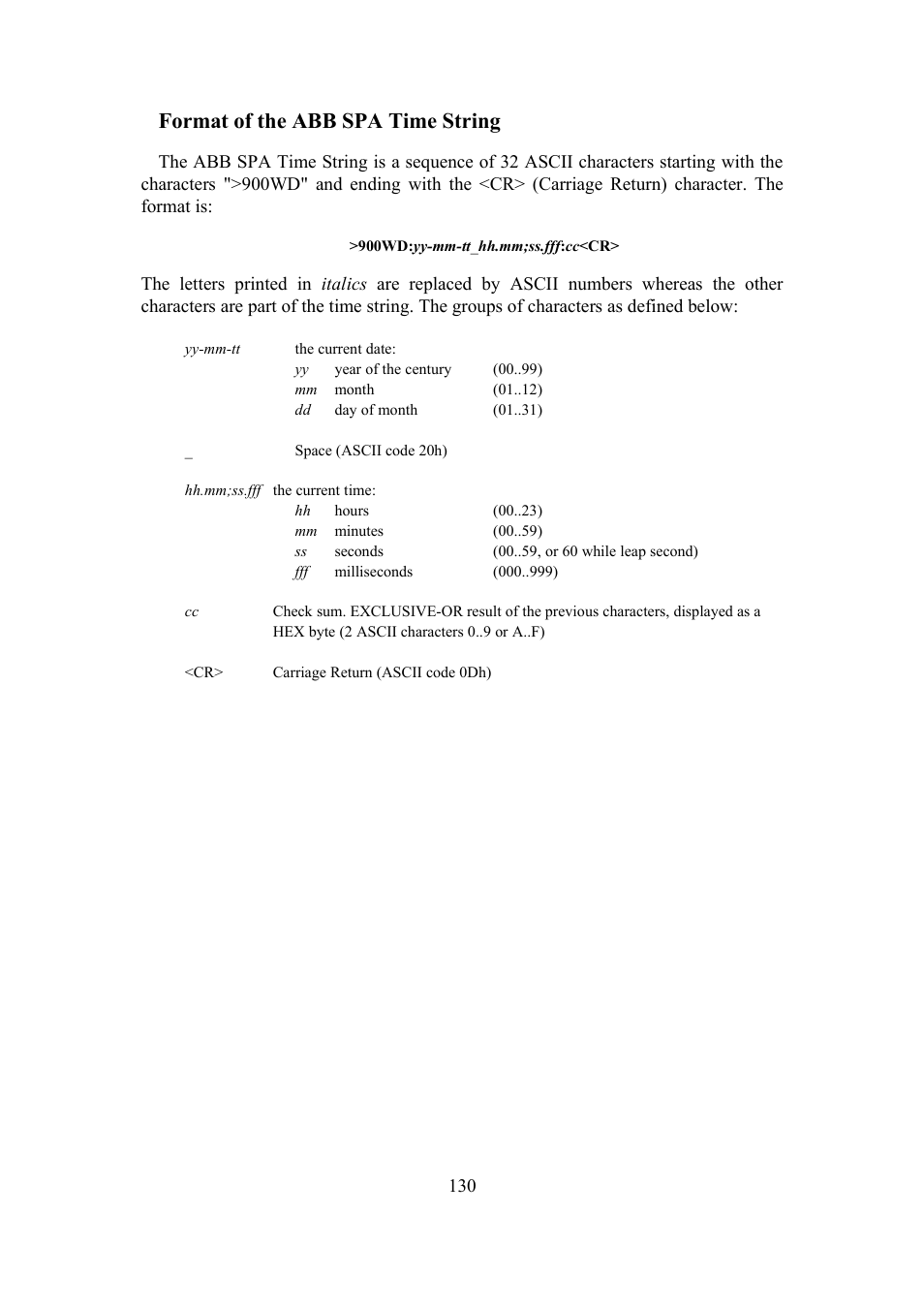 Format of the abb spa time string | Meinberg SHSPZF LANTIME User Manual | Page 130 / 153