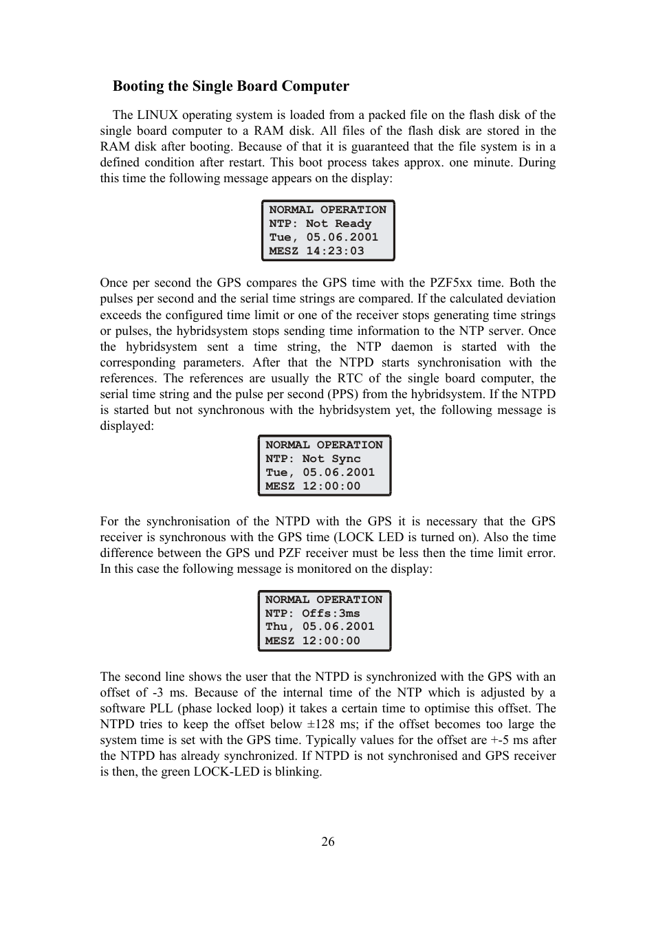 Booting the single board computer | Meinberg SHSPZF LANTIME User Manual | Page 26 / 153