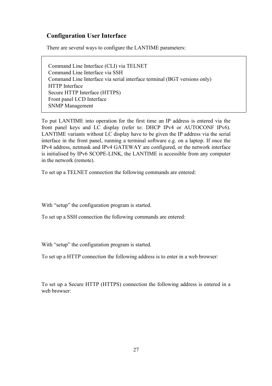 Configuration user interface | Meinberg SHSPZF LANTIME User Manual | Page 27 / 153