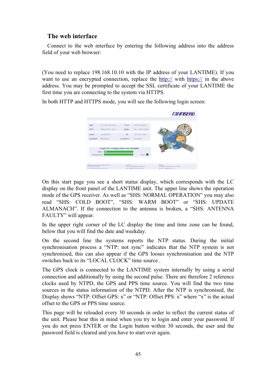 Meinberg SHSPZF LANTIME User Manual | Page 45 / 153