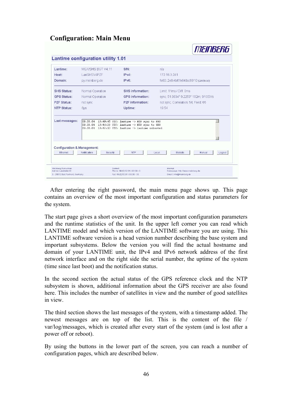 Meinberg SHSPZF LANTIME User Manual | Page 46 / 153