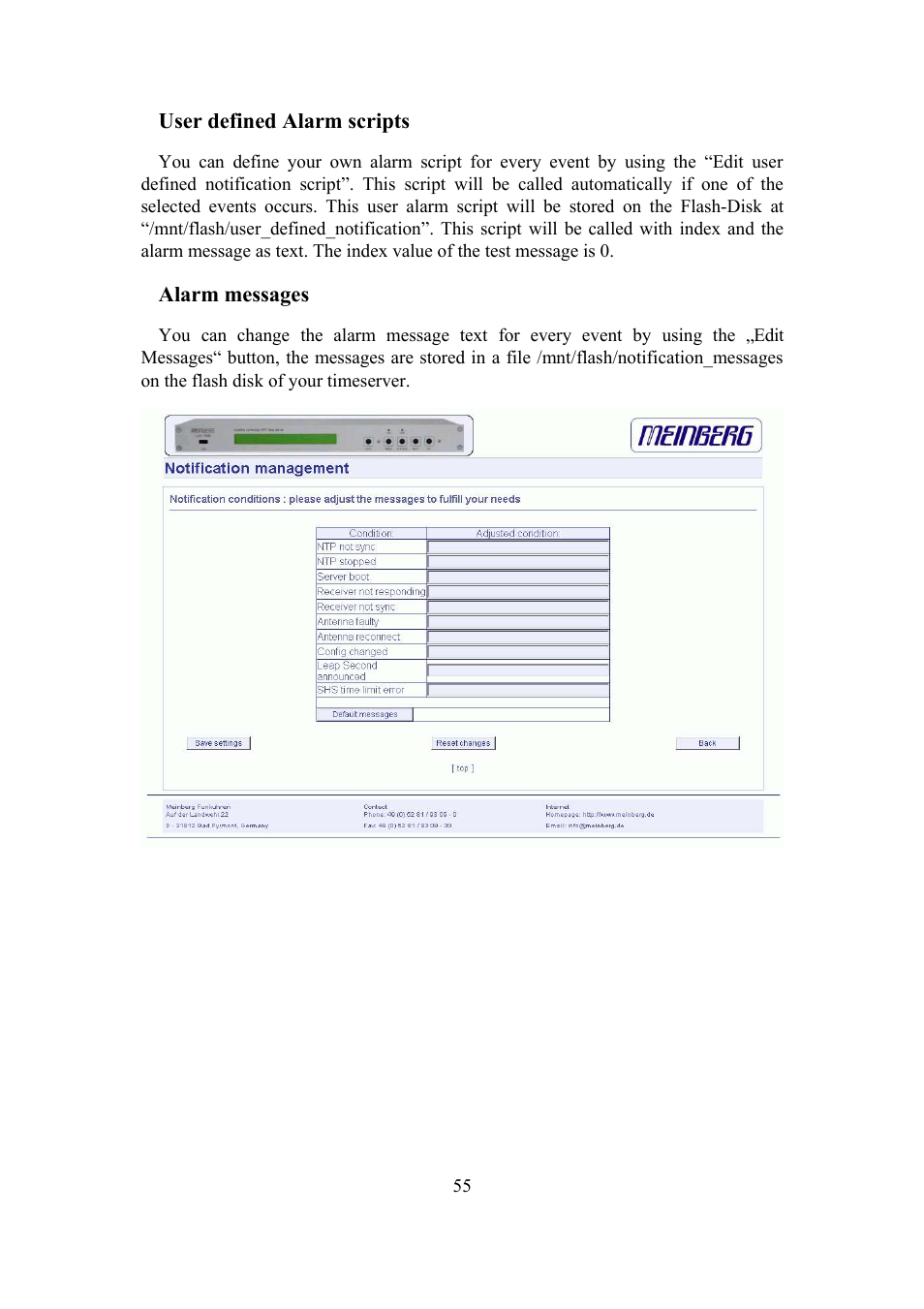Meinberg SHSPZF LANTIME User Manual | Page 55 / 153
