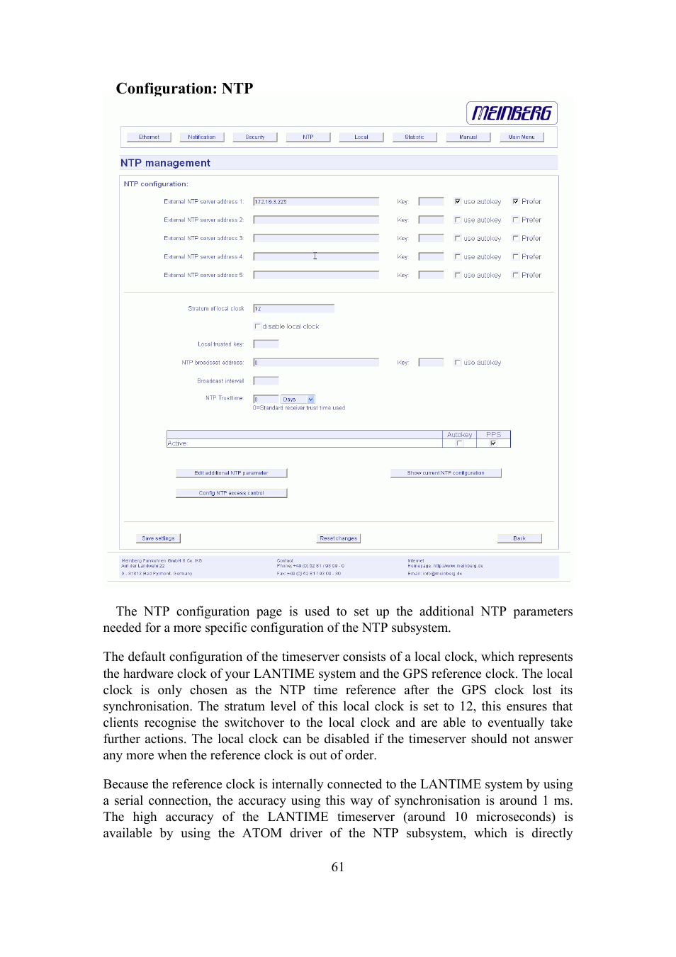 Meinberg SHSPZF LANTIME User Manual | Page 61 / 153