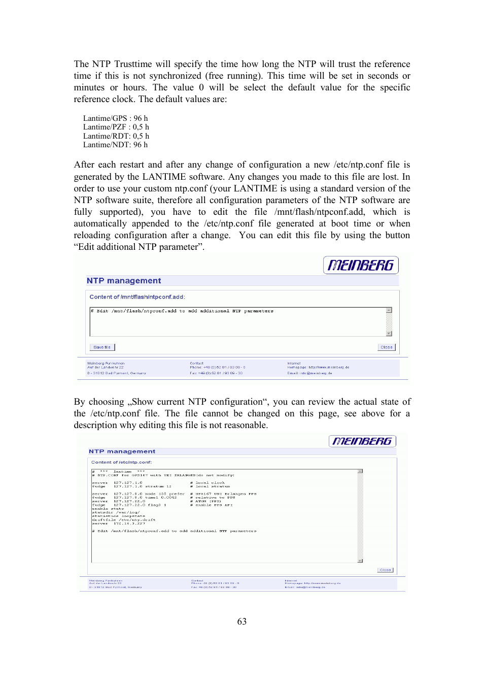 Meinberg SHSPZF LANTIME User Manual | Page 63 / 153