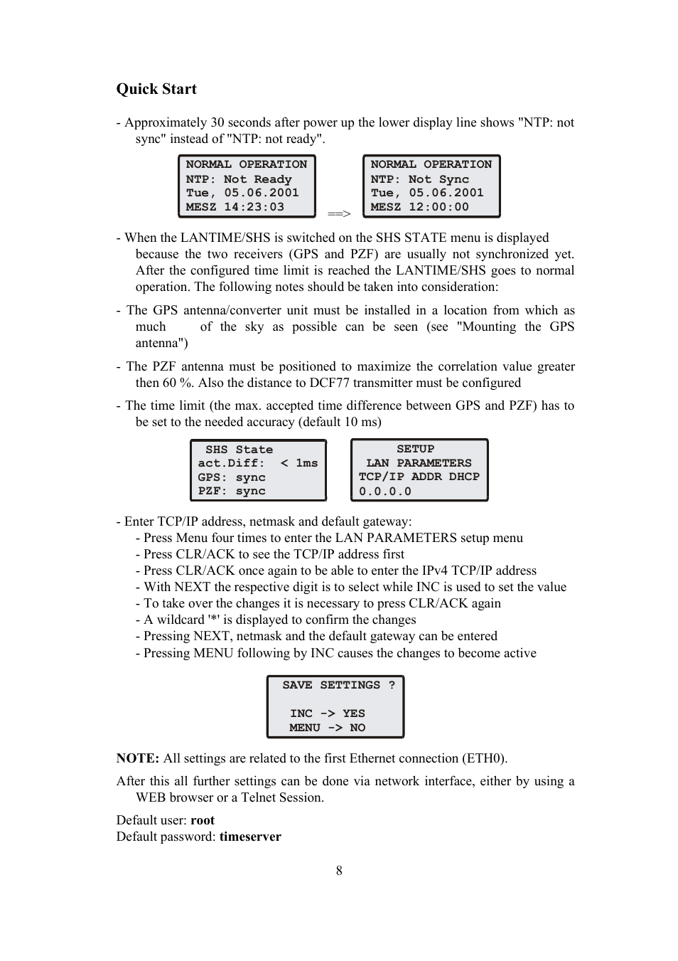 Quick start | Meinberg SHSPZF LANTIME User Manual | Page 8 / 153