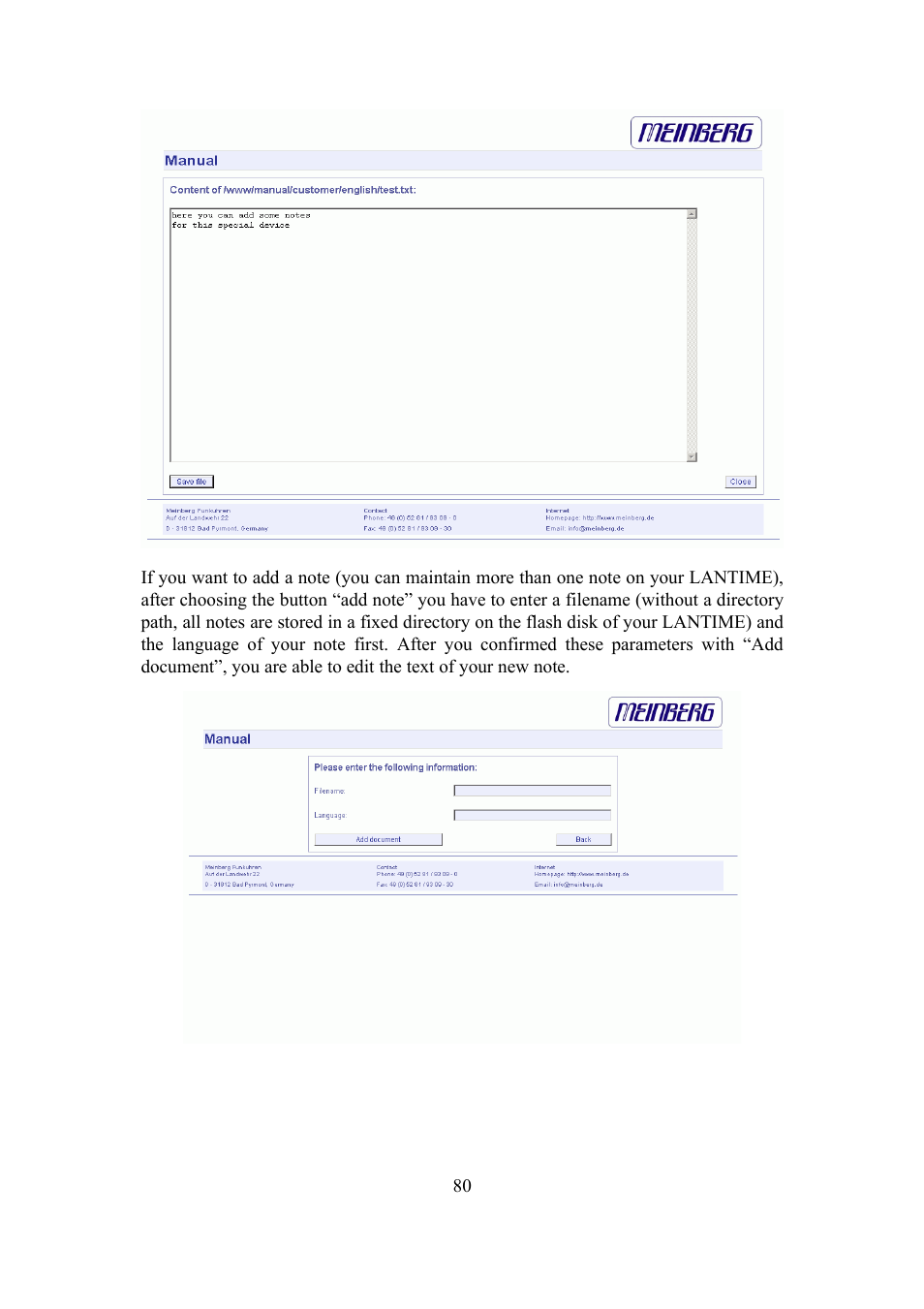 Meinberg SHSPZF LANTIME User Manual | Page 80 / 153