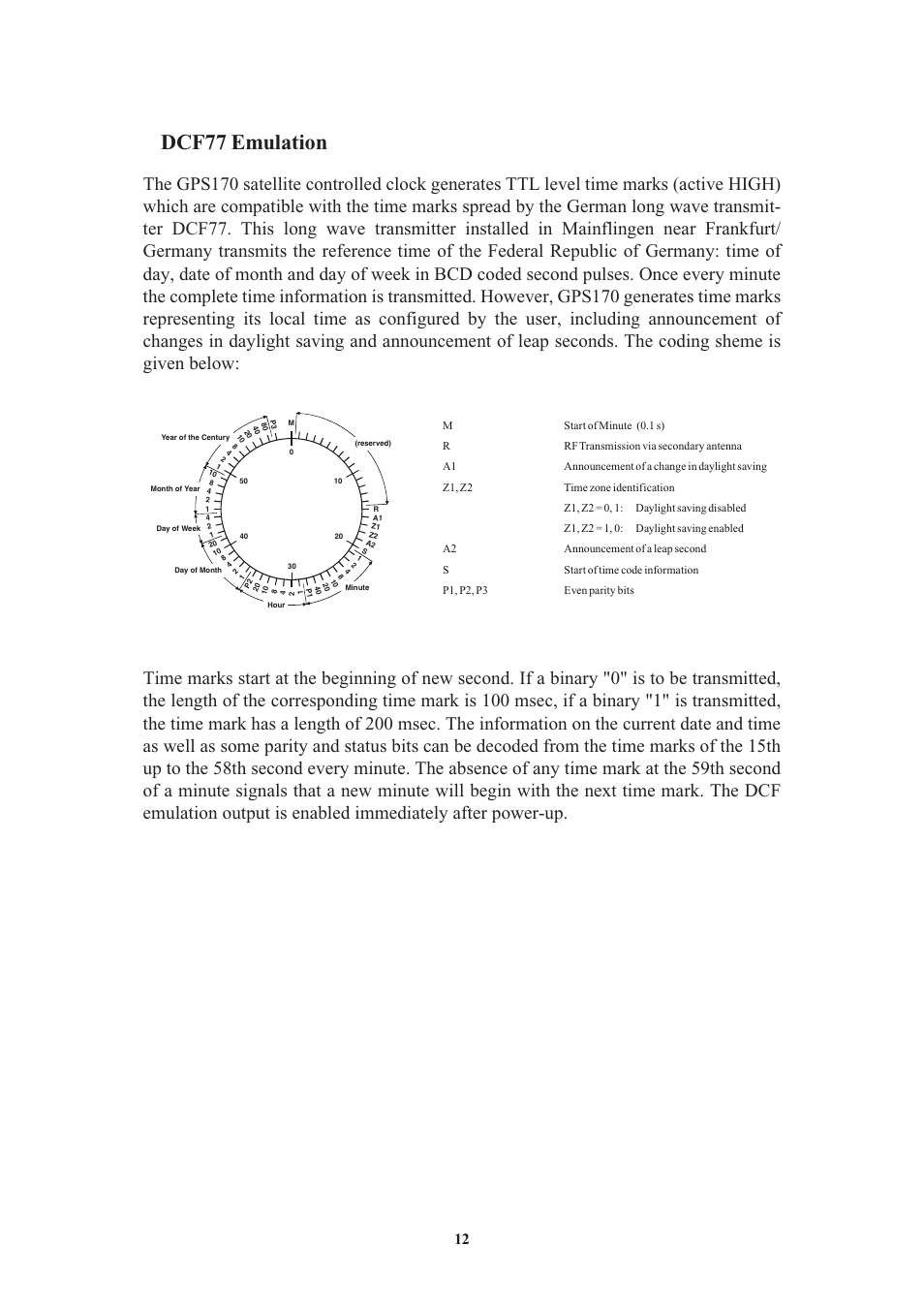 Dcf77 emulation | Meinberg GPS170LCD-MP User Manual | Page 12 / 68