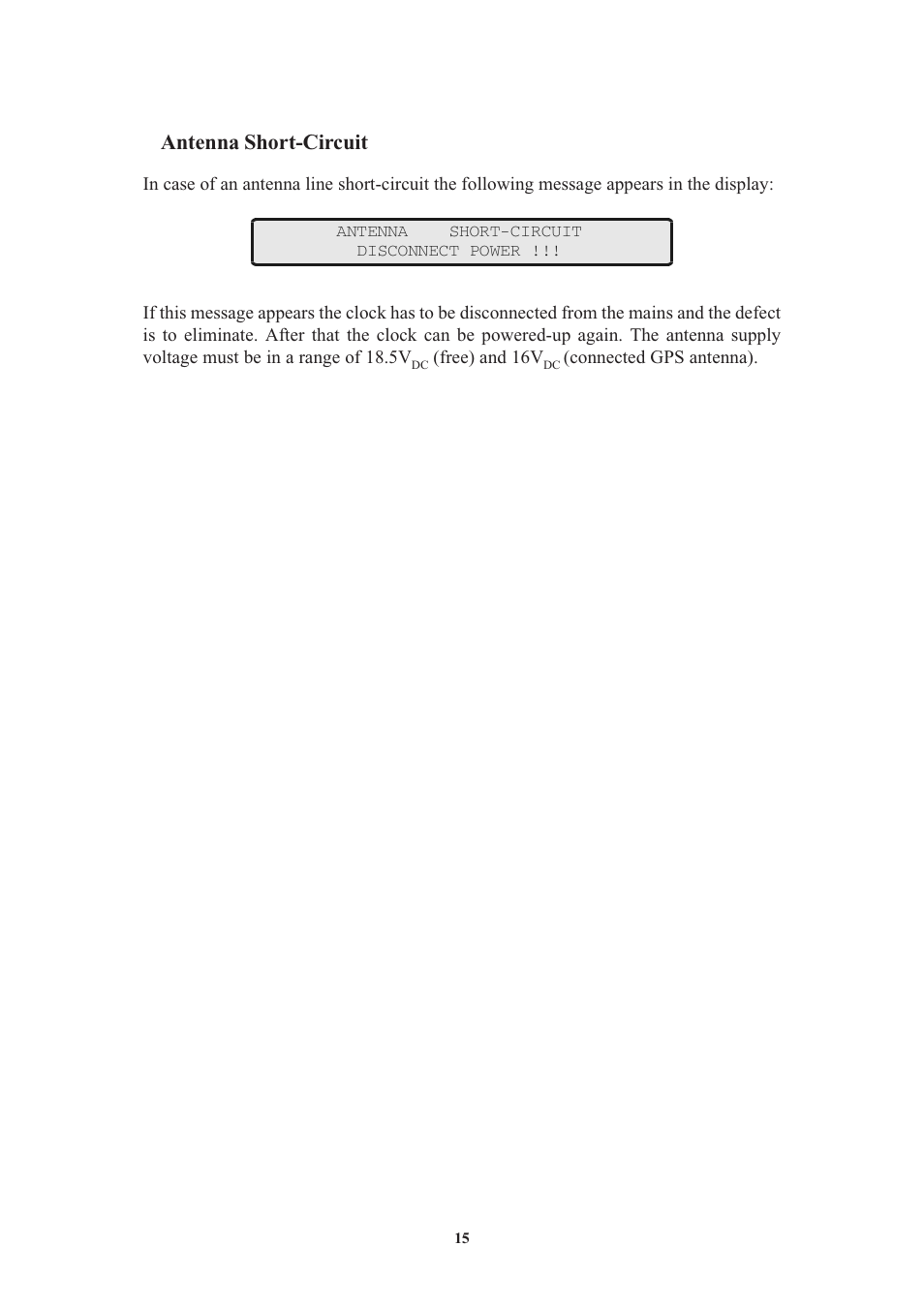 Antenna short-circuit | Meinberg GPS170LCD-MP User Manual | Page 15 / 68