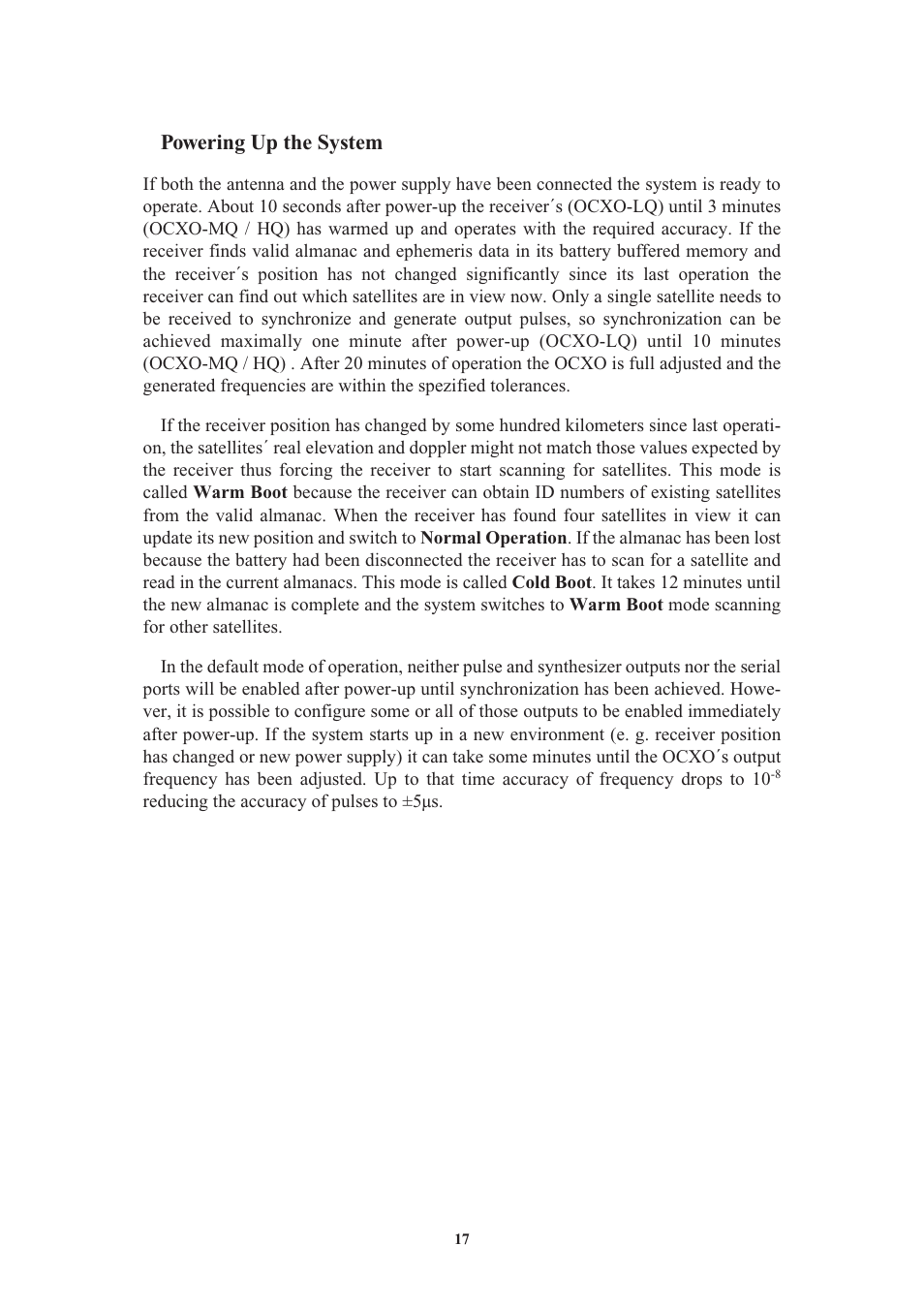 Powering up the system | Meinberg GPS170LCD-MP User Manual | Page 17 / 68