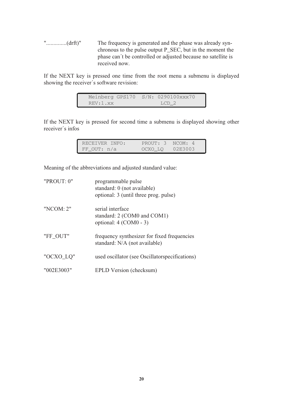 Meinberg GPS170LCD-MP User Manual | Page 20 / 68