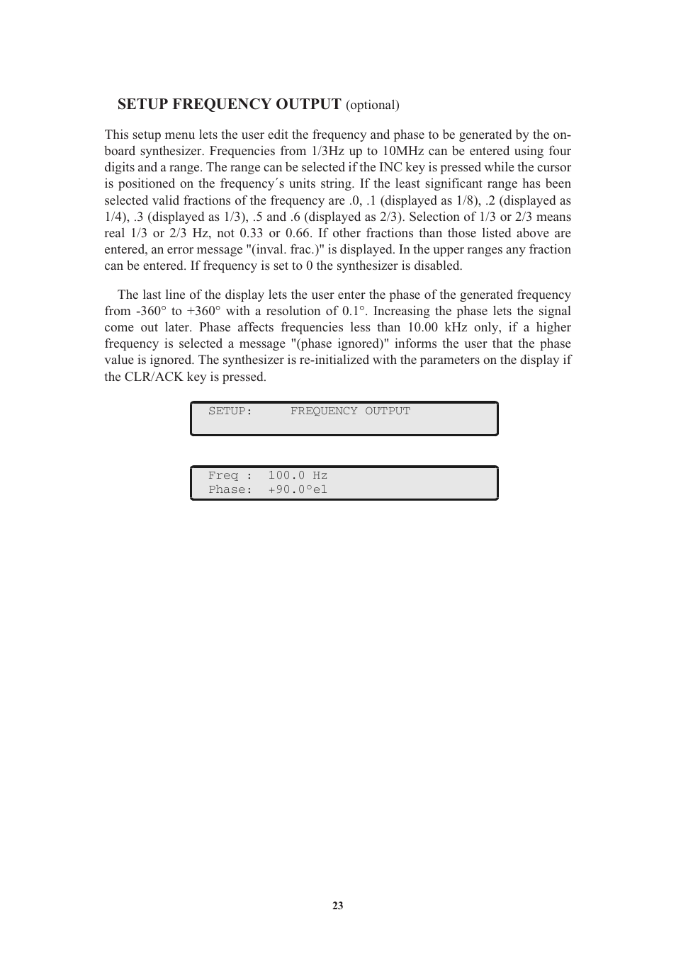Setup frequency output (optional), Setup frequency output | Meinberg GPS170LCD-MP User Manual | Page 23 / 68