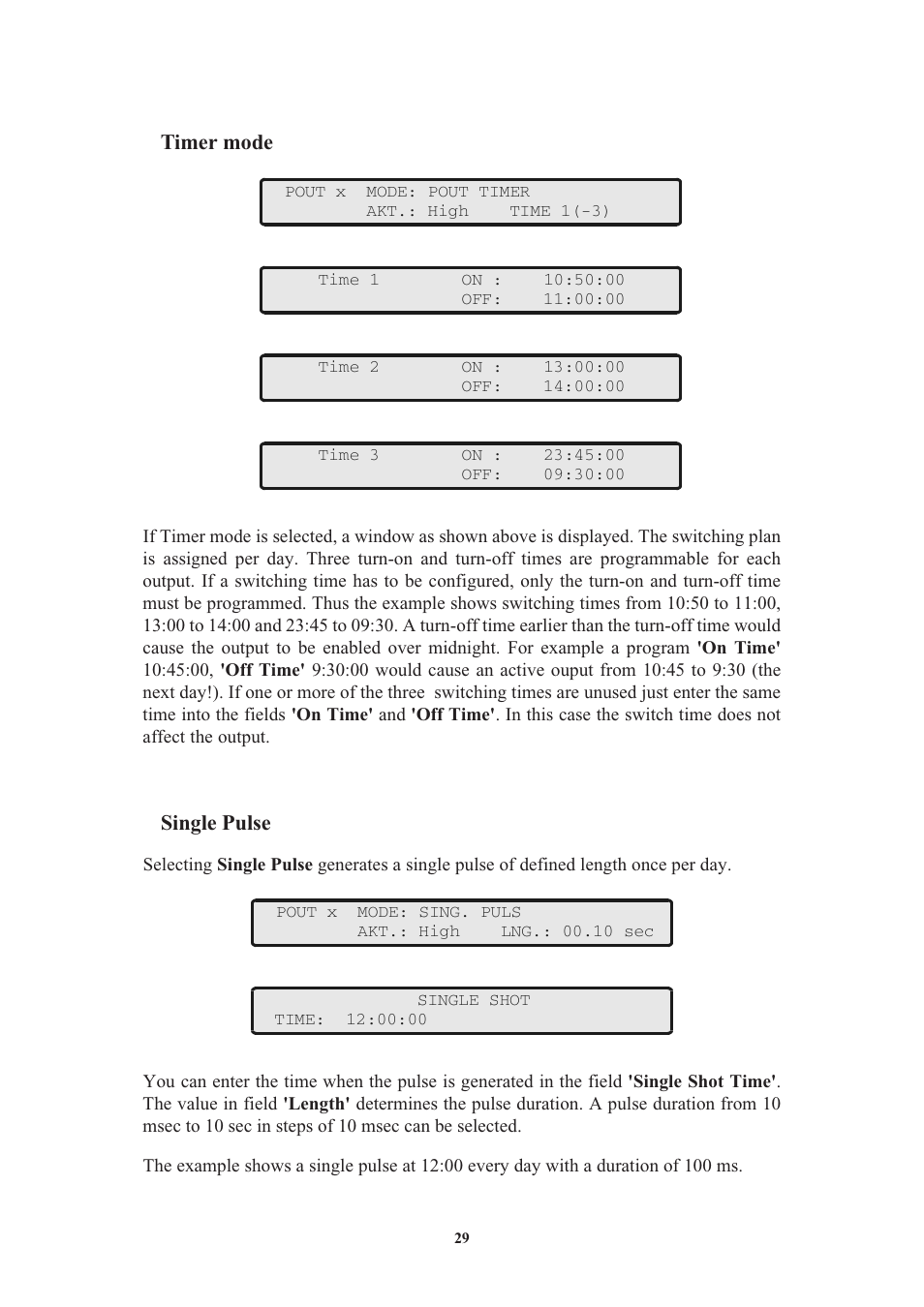 Timer mode, Single pulse | Meinberg GPS170LCD-MP User Manual | Page 29 / 68