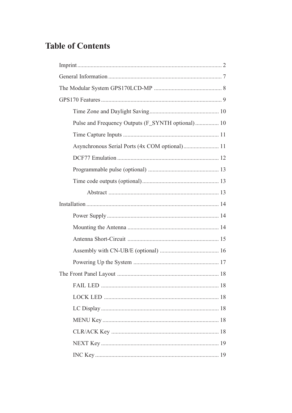 Meinberg GPS170LCD-MP User Manual | Page 3 / 68