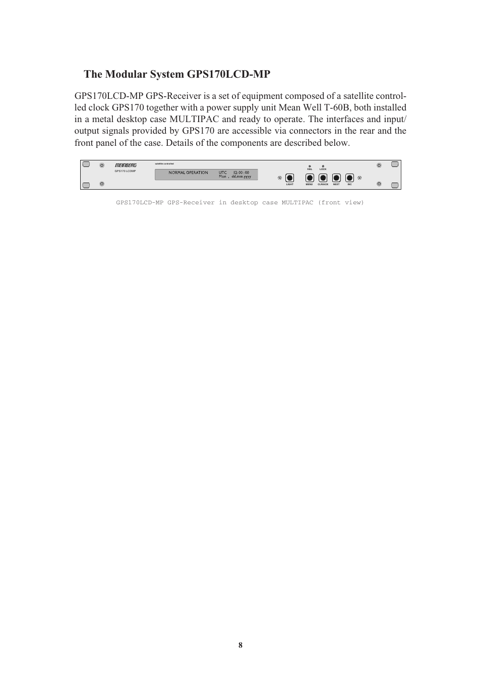 The modular system gps170lcd-mp | Meinberg GPS170LCD-MP User Manual | Page 8 / 68