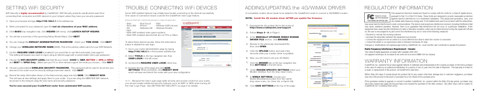 Setting wifi security, Trouble connecting wifi devices | Cradlepoint MBR1000 User Manual | Page 2 / 2