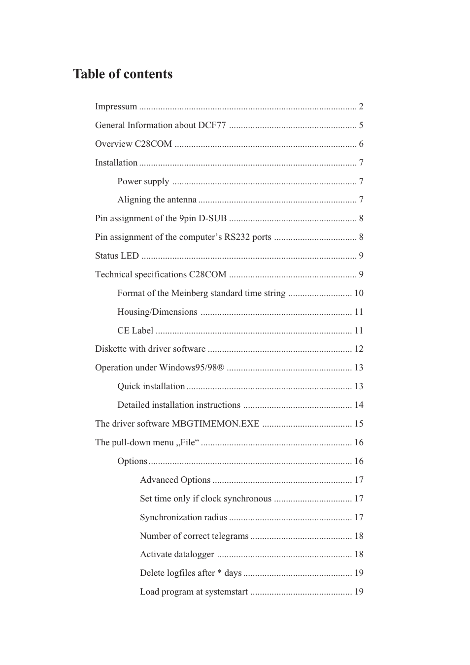 Meinberg C28COM User Manual | Page 3 / 22