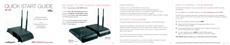 Cradlepoint MC100W User Manual | 3 pages