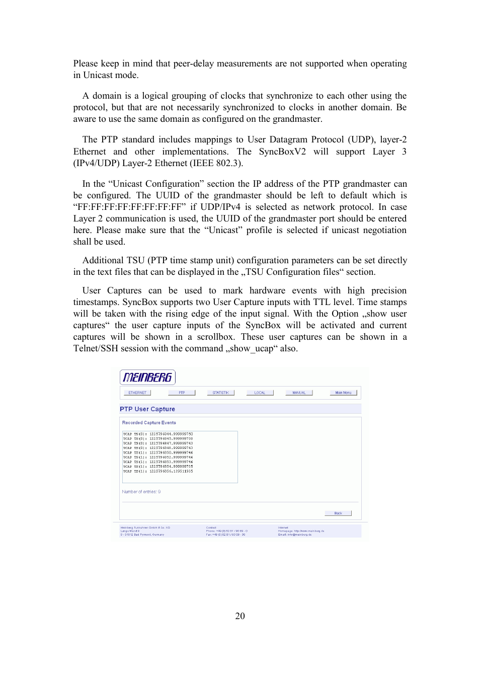 Meinberg SyncBox PTPv2 User Manual | Page 20 / 32
