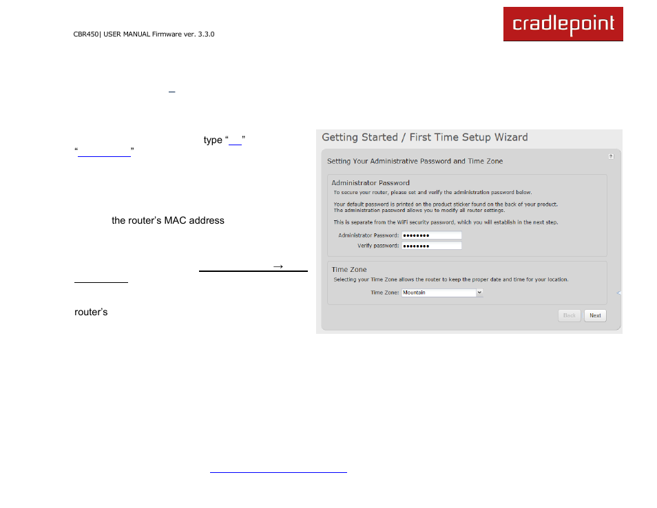 Getting started, First time setup | Cradlepoint CBR450 User Manual | Page 20 / 130