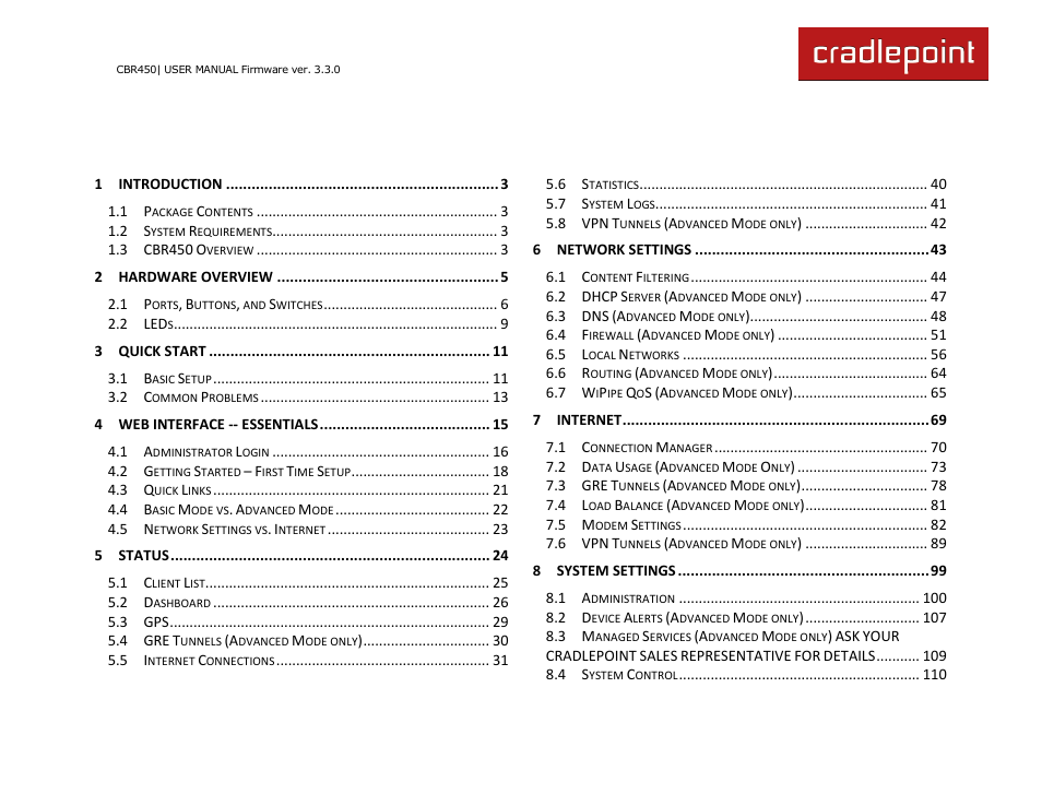 Cradlepoint CBR450 User Manual | Page 3 / 130