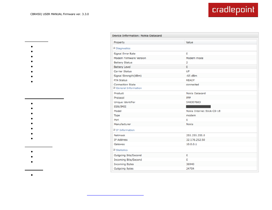 Gsm modem | Cradlepoint CBR450 User Manual | Page 34 / 130