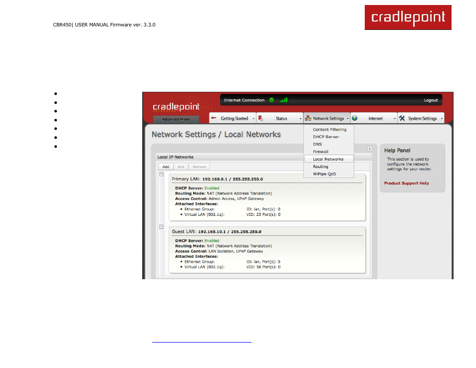 6 network settings | Cradlepoint CBR450 User Manual | Page 45 / 130