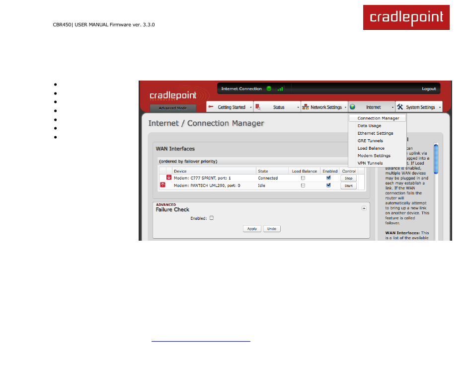 7 internet | Cradlepoint CBR450 User Manual | Page 71 / 130