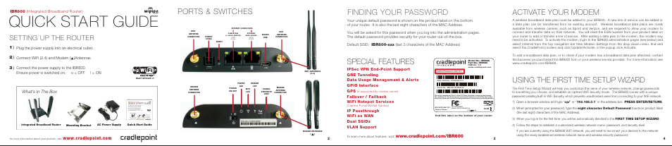 Cradlepoint INTEGRATED BROADBAND ROUTER IBR600 User Manual | 2 pages